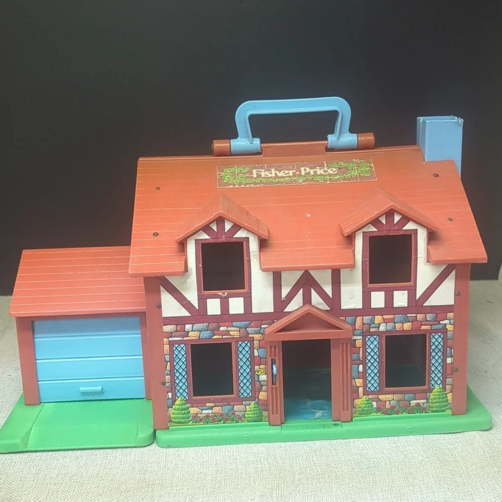 B) Fisher-Price Tudor House #952 brown & white, 2-story house complete w/Nursery